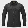 Men's Casual Loose-Fit Long-Sleeve Shirt - Solid Color, Large Size, Autumn Workwear with Pocket