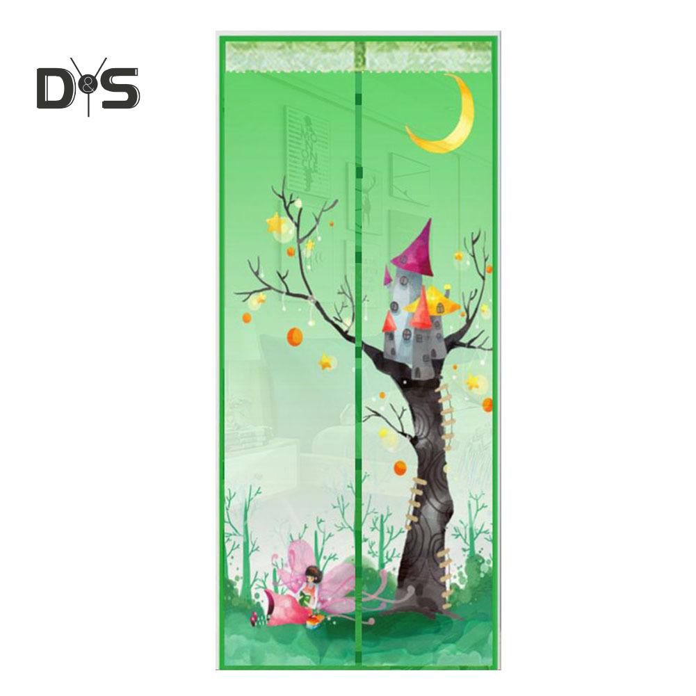 DYS Home Decor Tree Castle Magnetic Window Door Fly Screen Anti Mosquito Mesh Curtain