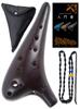 PERDIN Ocarina Alto C Beginner Set, Okarina, Ceramic, Fingering Chart, Japanese Instruction Manual Included (Dark Brown)