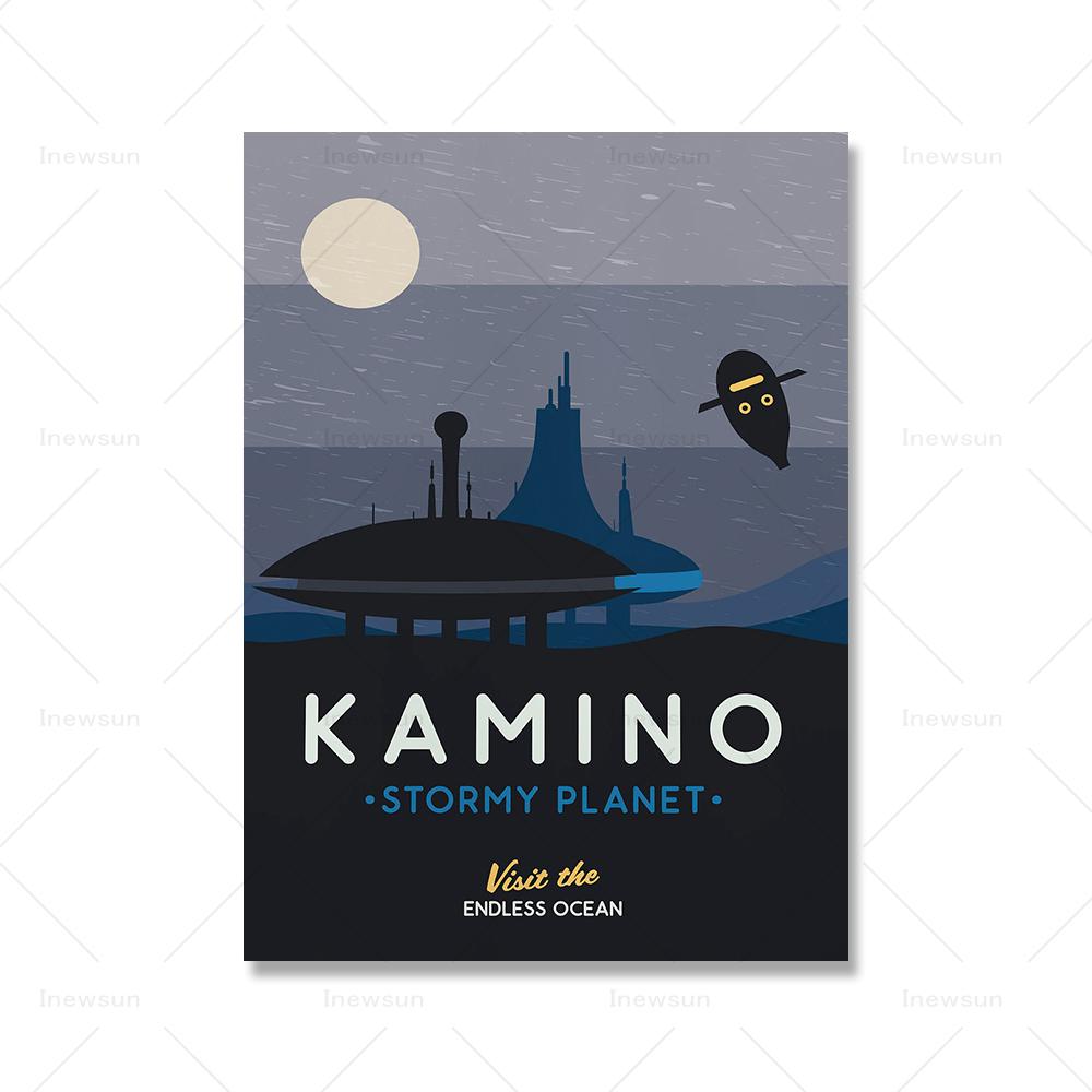 Planet Poster Galaxy Star Attraction Canvas Painting Tatooine Endor Gift Wall Art Retro Space Landscape Print Picture Room Decor