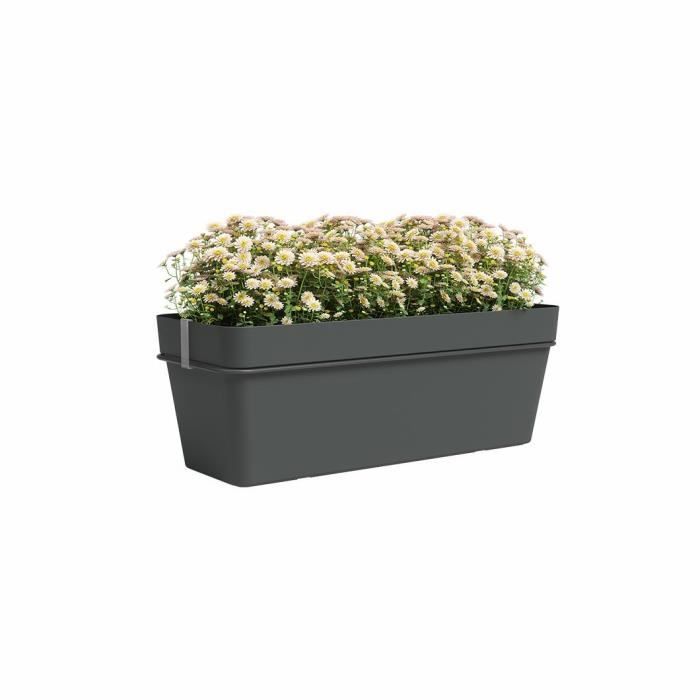 ARTEVASI Balcony Kit CAPRI RE Planter 50cm Anthracite - 50.2 X 28.5 X H20 Cm - 1.45L