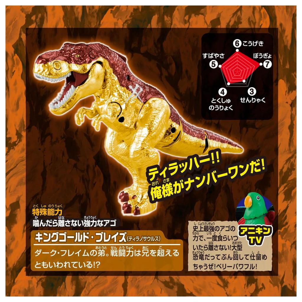 TAKARA TOMY Ania Adventure Continent Ania Kingdom Big Ania King Gold Blaze Animal Dinosaur Toy for Ages 3 and Up (Tyrannosaurus)
