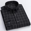 Men's Fashion Brushed Flannel Plaid Striped Shirts Single Patch Pocket Comfortable 100% Cotton Long Sleeve Standard-fit Shirt