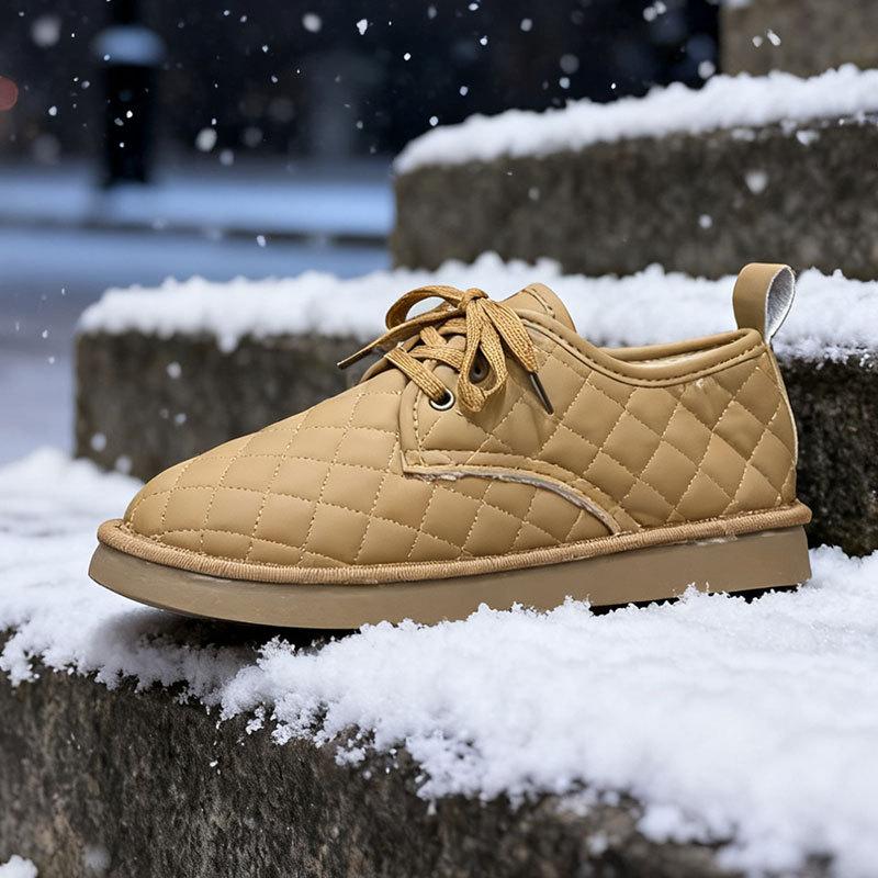 Soft-soled Lace-up Thickened Warm Bread Shoes Women's Autumn and Winter New Velvet Cotton Shoes Casual Versatile Snow Boots