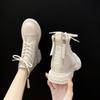 Short Shoes for Women Lace-up White Footwear with Laces Punk Style Booties Elegant Low Heels Female Ankle Boots Combat Y2k Chic