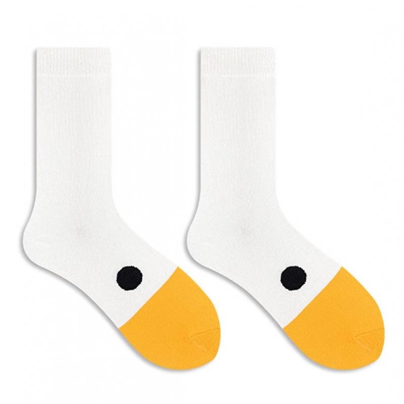 Cute Animal Duck Goose Cartoon Socks Women Mid Calf Funny Casual Crew Socks for All Seasons