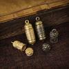 Keychains Brass Buddha Sutra Cylinder Pendant Keychain Hanging Necklace Jewelry Pill Box Medicine Case Container Bottle
