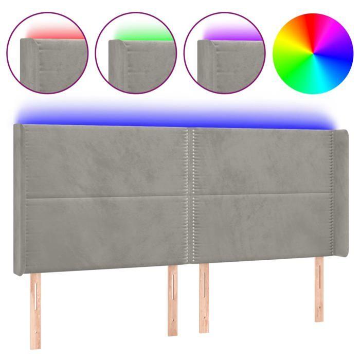 VidaXL LED Headboard Bedroom Furniture Double Bed Accessory Head of Bed Frame Interior Light Grey 3123974