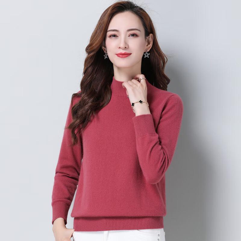Women's Semi-High Neck Solid Color Loose Knit Sweater