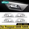 For Peugeot 3008 5008 GT 2016 2017 2018 2019 2020 2021 2022 2023 Hybrid MK2 Car Inner Door Handle Door Bowl Cover Accessories