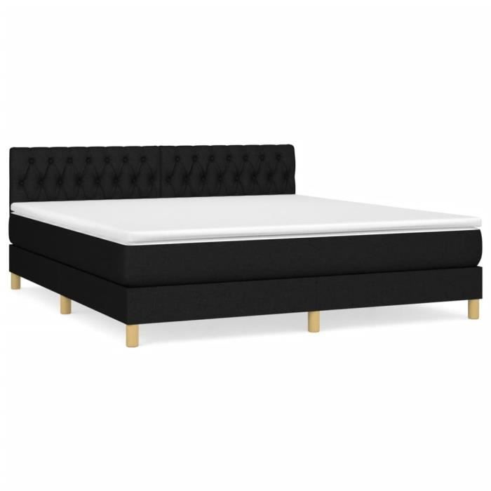 3140875 vidaXL Divan Bed with Mattress Black 180x200 Cm Fabric