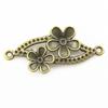 4pcs Flower Connector Charms Jewelry Components Accessories Antique Bronze Color Zinc Alloy 37X17mm