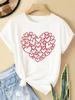 (Asian Size) Love Heart Sweet 90s Women Casual Short Sleeve T  Tee Top Clothing Shirt Fashion Printed Lady Female Graphic T-shirts