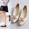 Korean Spring and Summer Fashion Women's Shoes Bowknot Bean Shallow Mouth Pointed Toe Low Heel Flat Bottom Rhinestone Single Shoes