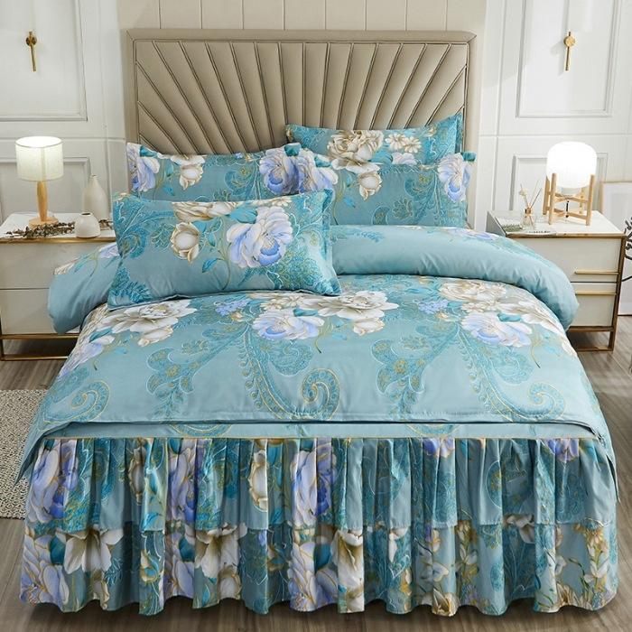 23 Colors Matte Non-slip Bed Skirt Baby Single Twin Full Queen King Size Bed Skirt Mattress Protective Case/Cover Bed Skirt with 2 Pillowcase