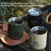 320ML Stainless Steel Camping Cup with Foldable Handle Double Layers Outdoor Travel Picnic Tea Milk