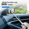 Car Rearview Mirror Wiper Retractable Stainless Steel Handle Soft Sponge Auto Side Wing Mirror Squeegee Scraper Window Glass Cleaning Tool Auto