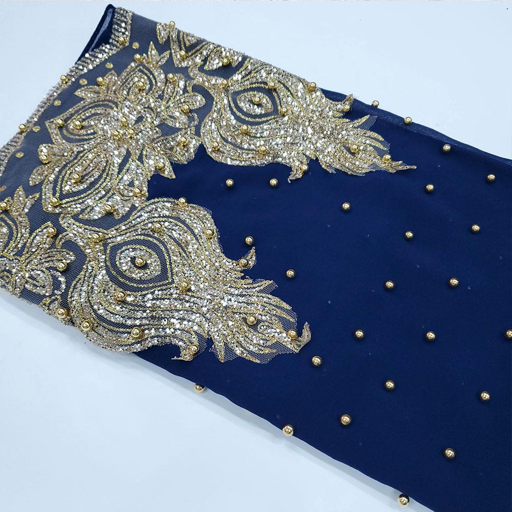 Rhinestone Beaded Chiffon Headscarf: Breathable Sun Protection Muslim Wrap In Ethnic Style