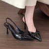 Fashion Women Bow Pointed Toe Sandals High Heels Shoes 2025 Luxury Brand Summer Woman Stiletto Dress Shoes Slippers Pumps