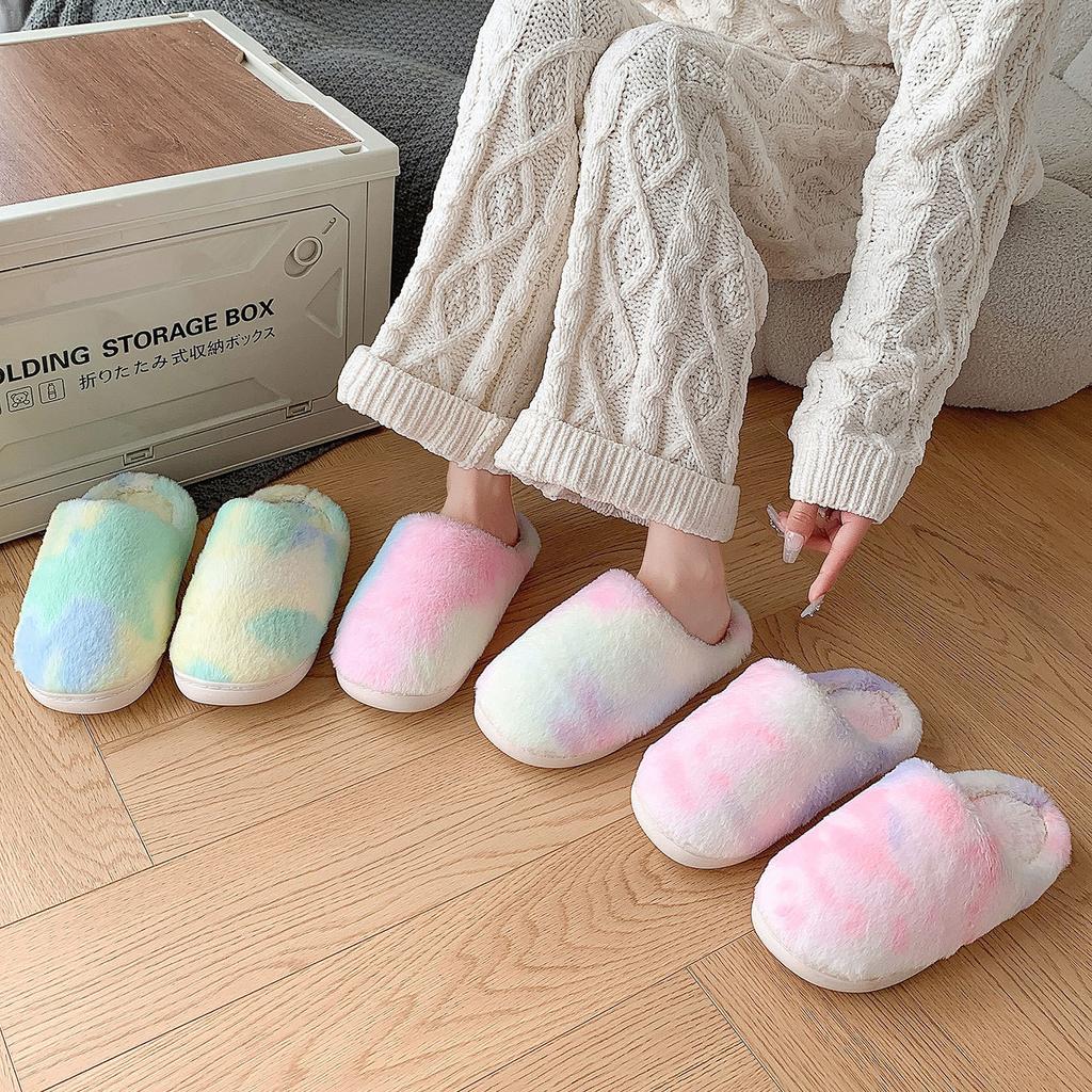 Fashion Shoes for Women Cute Home Platform Slippers Men Couples Winter Plush Slides Indoor Lovely Cotton Shoes Flat Fluffy Slippers