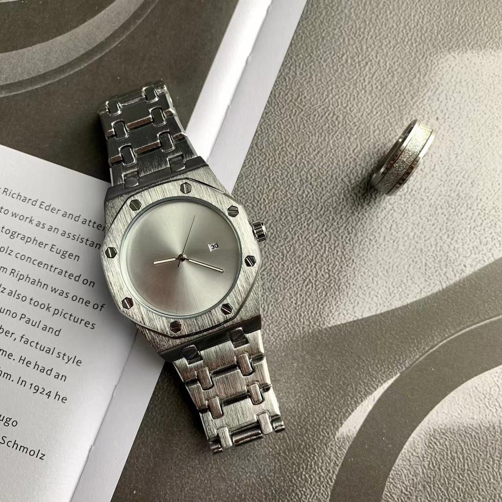 Minimalist Watch for Men Classic Luxury Reloj Sliver Black Stainless Steel Silicone Band Quartz Wristwatch Male Sports Man Clock