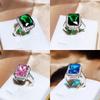 Classic Women's Colorful Zircon Engagement Rings Fashionable Pink Blue Green Girls' Rings