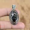 Natural Moroccan Mud Crack Fossil Gemstone Pendant Vintage 925 Silver For Women