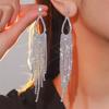 2pcs of Women's Zircon Rhinestone Tassel Earrings  Luxurious Fashion Accessories for Wedding Parties