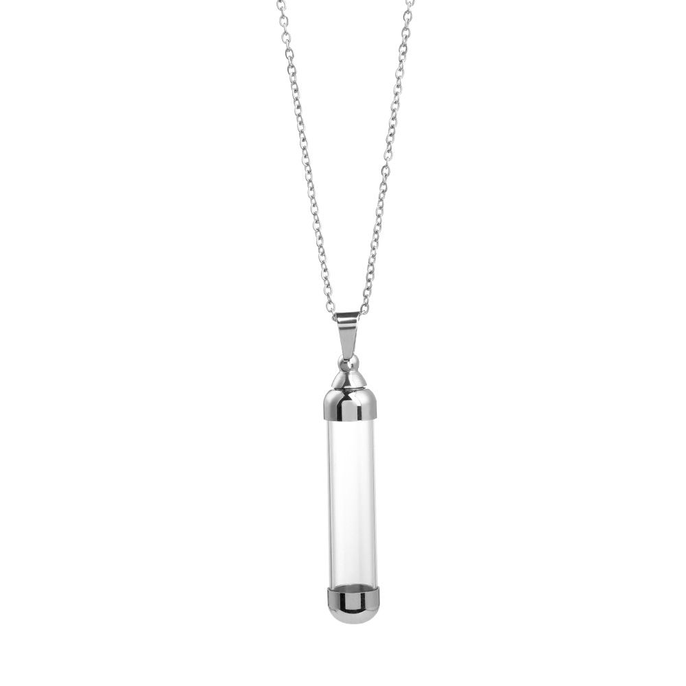 Openable Screw Cap Steel Chain Wishing Bottle Pendant Lucky Charm Glass Vial Necklace Perfume Jars