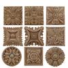 European Carved Unpainted Vintage Wood Veneer Decal Long Oval Rubber Home Furniture Wall