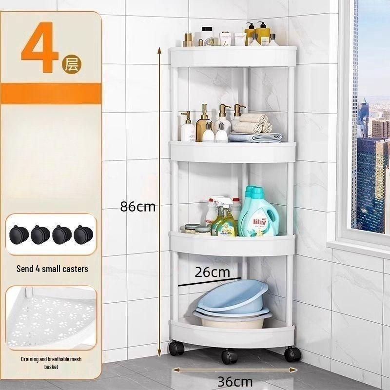 Triangular Floor-Standing Multi-Layer Storage Rack for Bathroom and Living Room