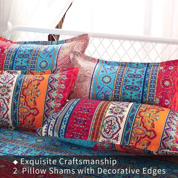 Bohemian Quilt Cover Indian Reversible Comforter Cover Flower Coverlet Cover Bedding Bedclothes Boho Duvet Cover Set
