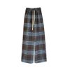 Blue Woolen Plaid Pants for Women In Autumn and Winter New Loose Draped Straight-leg Pants Retro Lazy Style Plus Velvet Wide-leg Pants