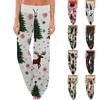 Women's Fashion Casual Comfortable Pajama Pants Christmas Print Drawstring Wide Leg Pants