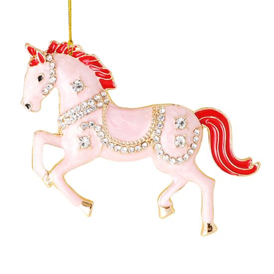 Horse Christmas Ornaments Sparkly Rhinestone Horse Hanging Decoration Acrylic Christmas Tree Ornament for Winter Xmas Party Supplies Holiday Home