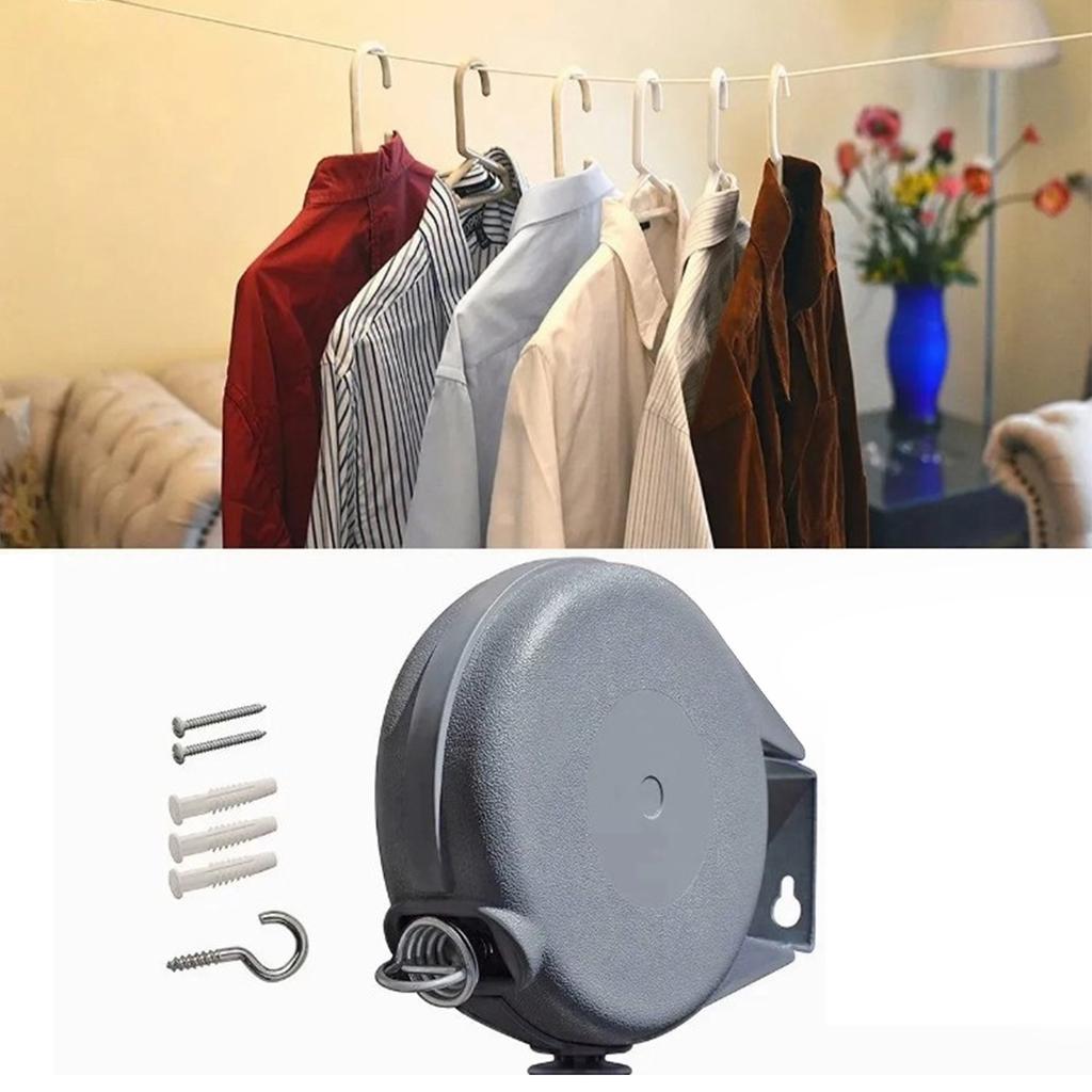 Retractable Clothesline 49.2ft Length 30lbs Load Bearing Wall Mounted Clothes Line Single Line
