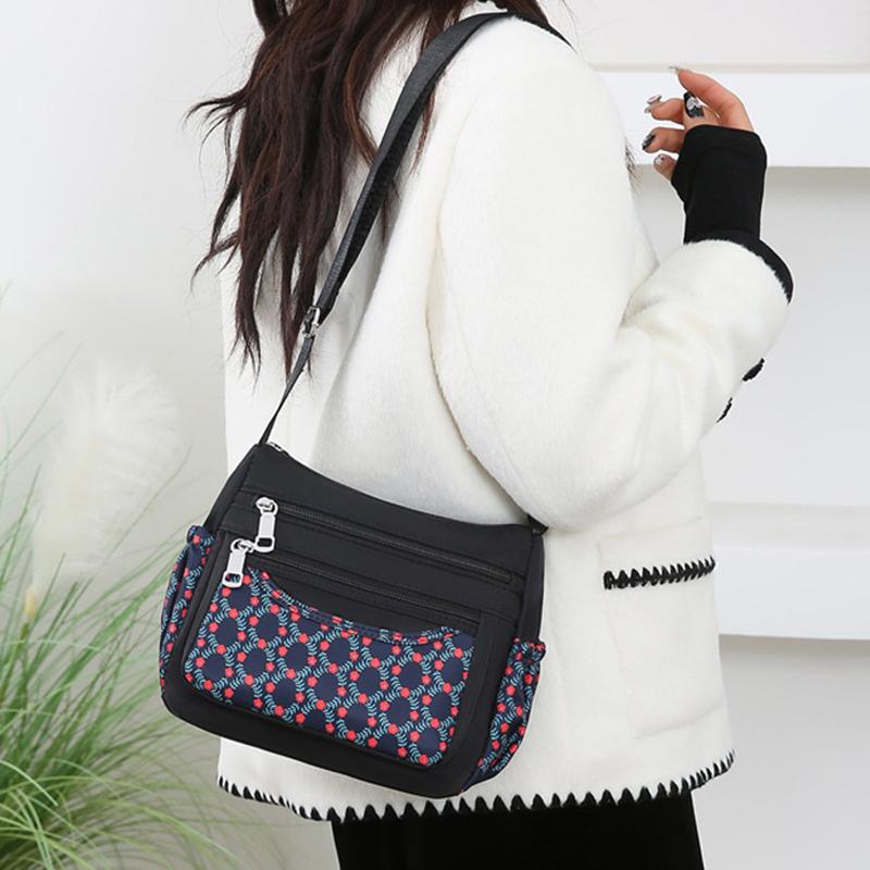 Fashion New Middle-aged Mother Bag Large-capacity Printed Multi-layer Shoulder Bag Lightweight Casual Joker Lady Crossbody Bag