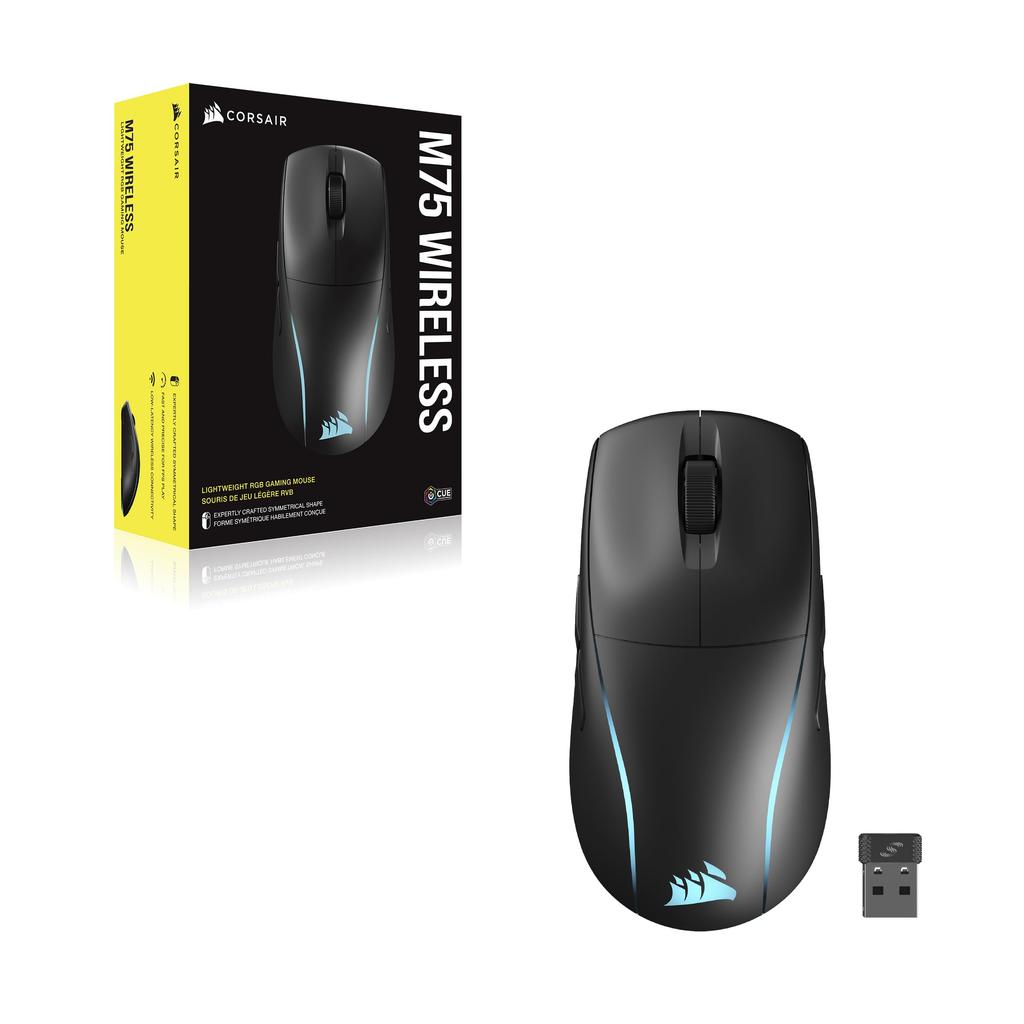 CORSAIR M75 WIRELESS Lightweight RGB Gaming Mouse iCUE Compatible for FPS 89g 26000 DPI QUICKSTRIKE Wireless Connection Black Bluetooth/SLIPSTREAM