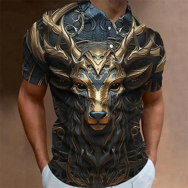 Animal Men Polo 3d Tiger&Lion Printed Ferocious Beast Men’S Clothing Summer Casual Short Sleeve Loose Oversize Shirts Senior Top