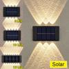 16/12/10/8/6/4/2 LED Solar Wall Lamp Outdoor Waterproof Up and Down Luminous Lighting for Garden Fence Decoration Sunlight Light
