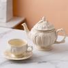 Ins English Relief Retro Court Style Coffee Cup Simple Afternoon Tea Set Creative Ceramic Kettle European Tea Cup Kettle