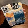 Snow Mountain Road Landscape Phone Case For IPhone 16 15 14 13 12 11 Pro XS Max 16E X XR 7 8 Plus Plating Matte Hard Cover Funda