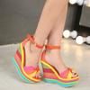 Summer New Ultra High Heel Wedge Sandals Fish Mouth Rainbow Sandals 43 Large Size Women's Shoes