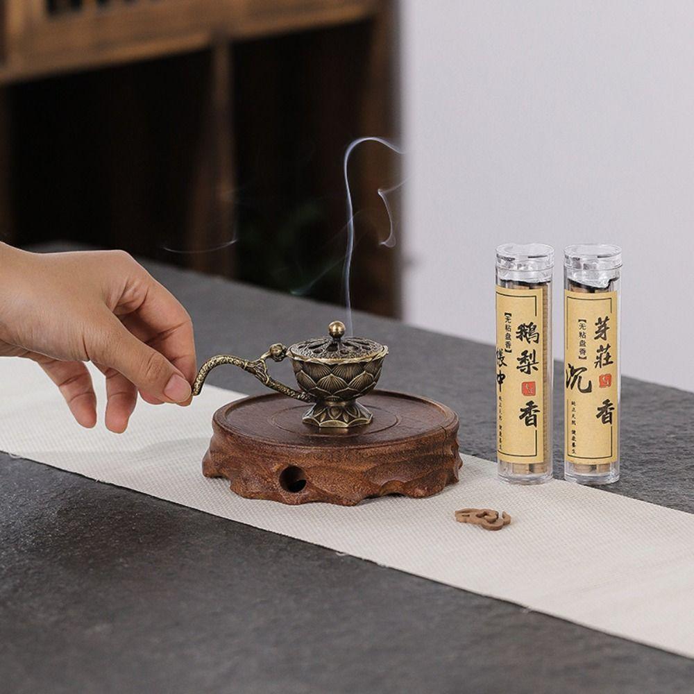 Retro Copper Lotus Hand Stove Zinc Zinc Alloy Brass Incense Holder Metal Censer  Indoor CDN