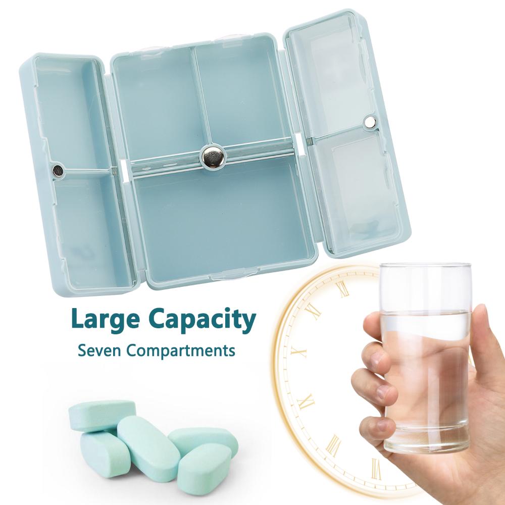 7 Compartments Portable With Dual Lid Pill Case Box Folding Weekly Pill Organizer