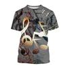 Music Note Graphics T Shirt Fashion Casual Short Sleeve O Neck 3D Printed Summer T-shirt Street Hip Hop Oversized Mens Clothing