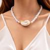 Fashionable and Creative Imitation Irregular Pearl Acrylic Conch Necklace for Women's Jewelry Suitable for Beach Vacation, Beach Party Jewelry