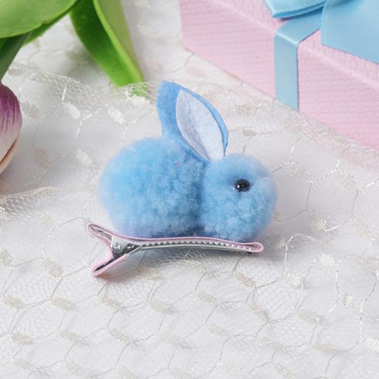 1 Pair Winter Plush Bunny Hairpins Hair Clips Vivid Color Creative Shape Adorable Sweet Hairpins Hair Accessory for Kids