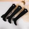 Over the Knee Boots Comfortable Square Heel Round Toe  Stretch Boots Flock Leopard Autumn Winter Women's Boots