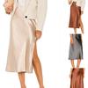 Summer Slim Fit Elegant Solid Satin Casual Long Skirts Women Elegant Slit Temperament A-line Loose Skirt Women Fashion High Waist Ladies Skirt 26562